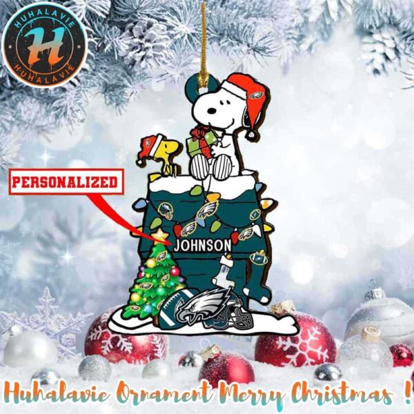 Snoopy x Philadelphia Eagles NFL Personalized Christmas 2025 Tree Decoration Holiday Christmas Ornament