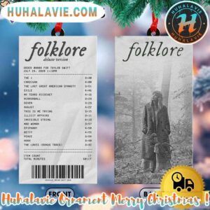 Taylor Swift Folklore Ticket Personalized Christmas 2025 Tree Decoration Holiday Christmas Ornament