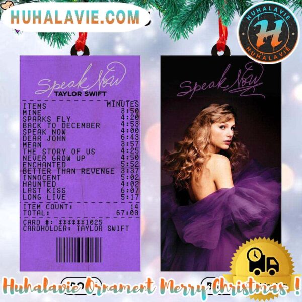 Taylor Swift Speak Now Ticket Xmas 2025 Personalized Holiday Ornament