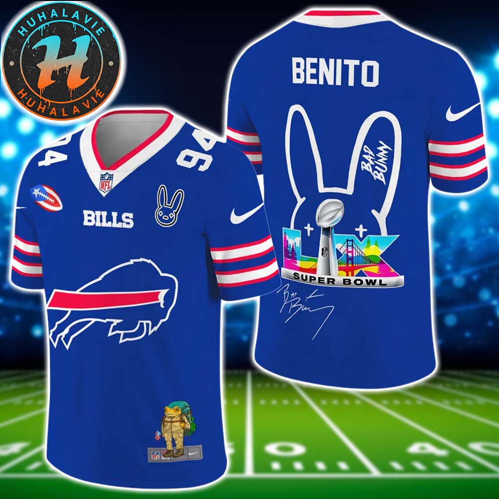 Buffalo Bills NFL x Bad Bunny Super Bowl LX With Benito 94 Name And Number Football Jersey Buffalo Bills NFL x Bad Bunny Super Bowl LX With Benito 94 Name And Number Football Jersey