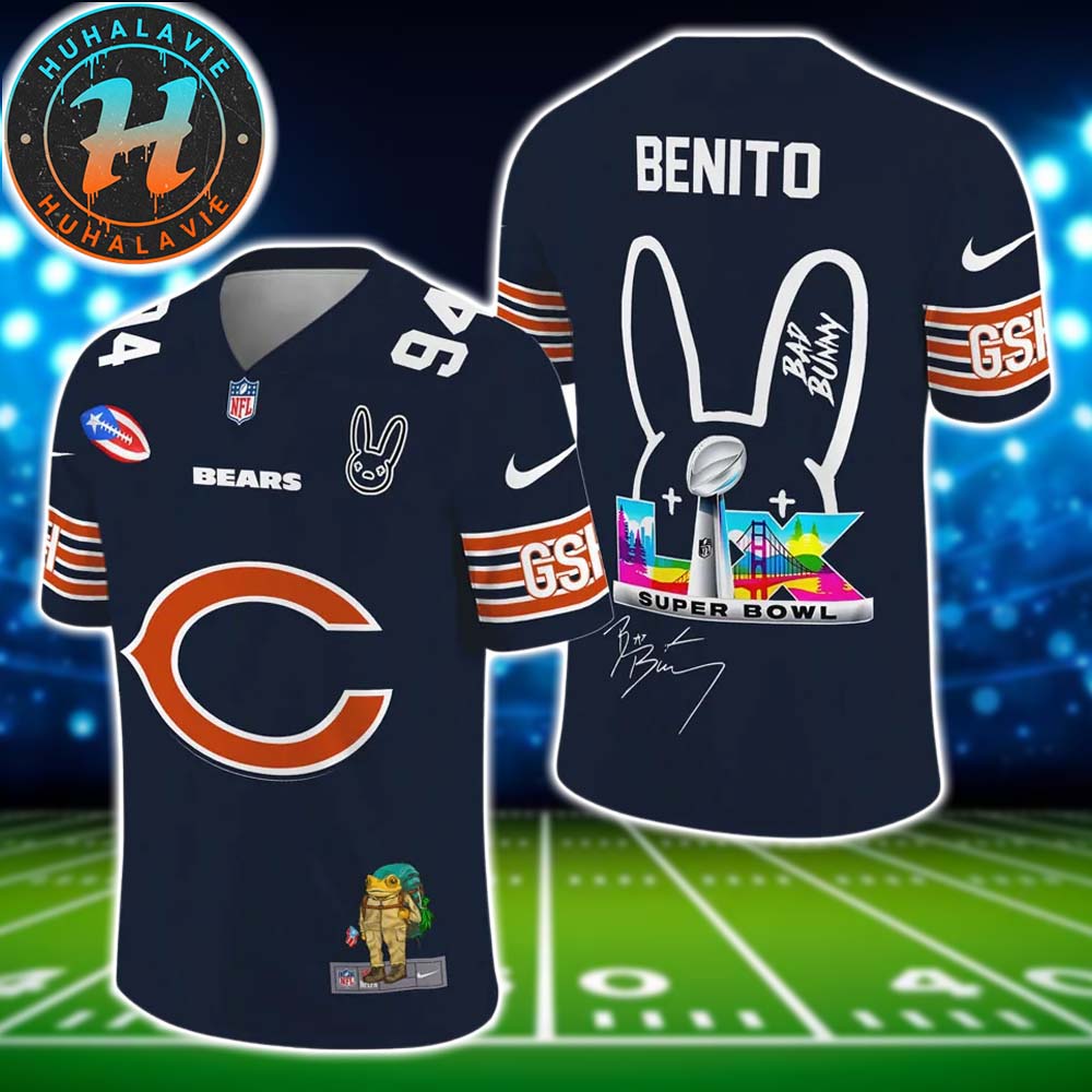 Chicago Bears NFL x Bad Bunny Super Bowl LX With Benito 94 Name And Number Football Jersey Chicago Bears NFL x Bad Bunny Super Bowl LX With Benito 94 Name And Number Football Jersey