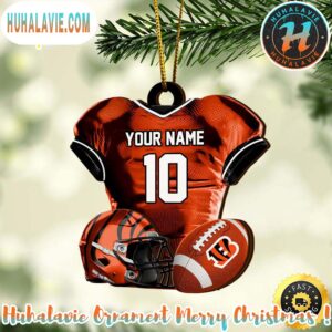Cincinnati Bengals NFL Sport Ornament Custom Name And Number Christmas 2025 Tree Decoration Ornament