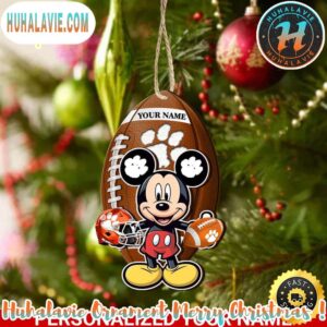 Clemson Tigers NCAA With Mickey Mouse 2025 Ornament Personalized Your Name
