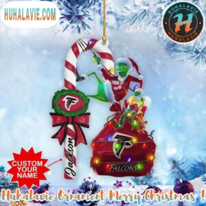Custom Name NFL Atlanta Falcons Football Team Grinch Christmas Ornament Merry Christmas 2025 Ornament Gift