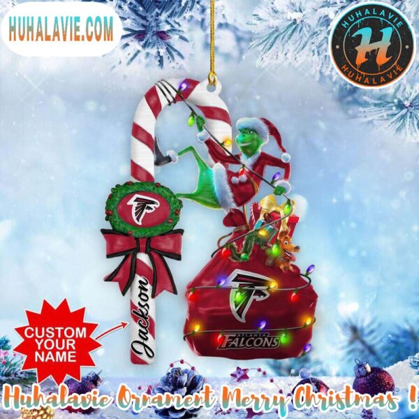 Custom Name NFL Atlanta Falcons Football Team Grinch Christmas Ornament Merry Christmas 2025 Ornament Gift