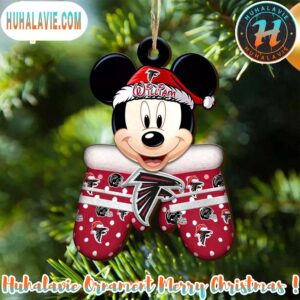 Custom Name NFL Atlanta Falcons Football Team Mickey Mouse Glove Christmas Ornament Merry Christmas 2025 Ornament Gift
