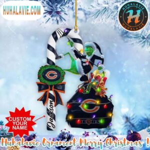 Custom Name NFL Chicago Bears Football Team Grinch Christmas Ornament 2025