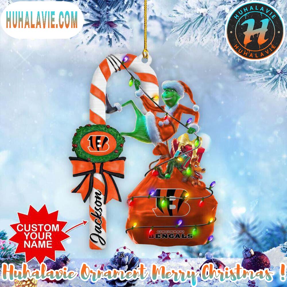 Custom Name NFL Cincinnati Bengals Football Team Grinch Christmas Ornament 2025 Custom Name NFL Cincinnati Bengals Football Team Grinch Christmas Ornament 2025