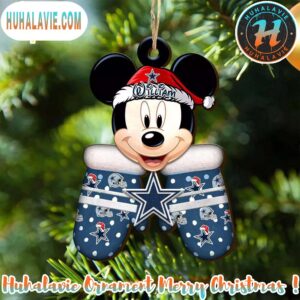 Custom Name NFL Dallas Cowboys Football Mickey Mouse Glove Christmas Ornament 2025