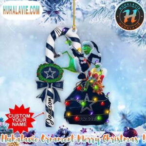 Custom Name NFL Dallas Cowboys Football Team Grinch Christmas Ornament 2025