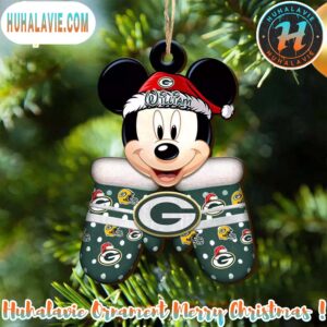 Custom Name NFL Green Bay Packers Footbal Mickey Mouse Glove Christmas Ornament 2025
