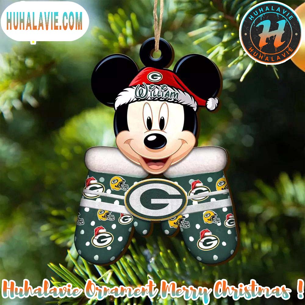 Custom Name NFL Green Bay Packers Footbal Mickey Mouse Glove Christmas Ornament 2025 Custom Name NFL Green Bay Packers Footbal Mickey Mouse Glove Christmas Ornament 2025