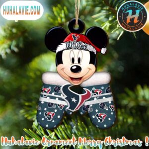 Custom Name NFL Houston Texans Football Mickey Mouse Glove Christmas Ornament 2025