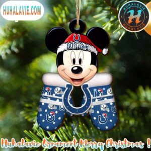 Custom Name NFL Indianapolis Colts Football Mickey Mouse Glove Christmas Ornament 2025