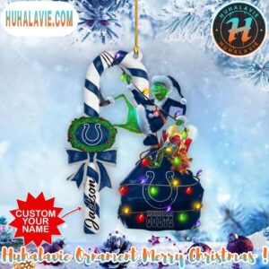 Custom Name NFL Indianapolis Colts Football Team Grinch Christmas Ornament 2025