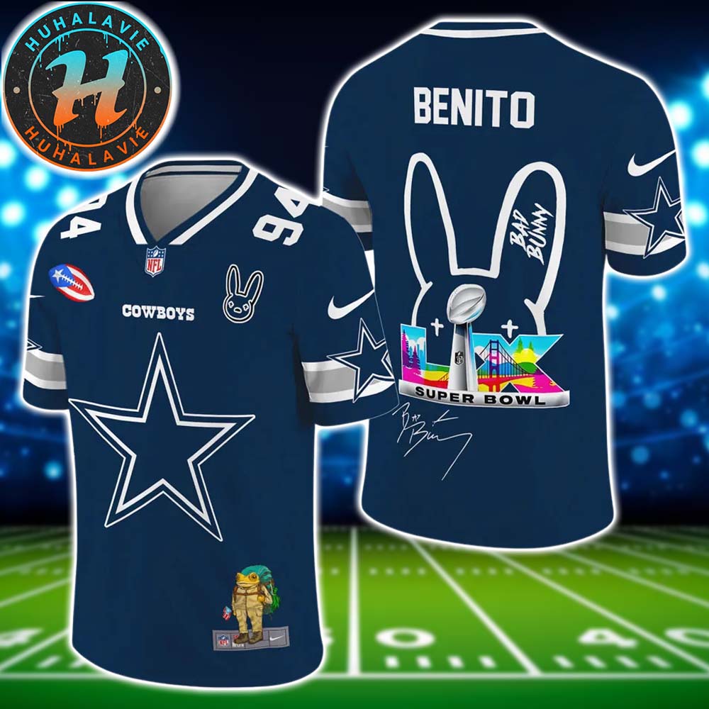 Dallas Cowboys NFL x Bad Bunny Super Bowl LX With Benito 94 Name And Number Football Jersey Dallas Cowboys NFL x Bad Bunny Super Bowl LX With Benito 94 Name And Number Football Jersey