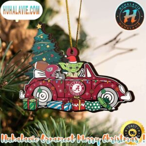 NCAA Alabama Crimson Tide And Baby Yoda Christmas Ornament 2025