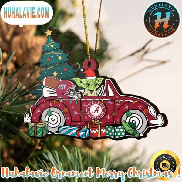 NCAA Alabama Crimson Tide And Baby Yoda Christmas Ornament 2025