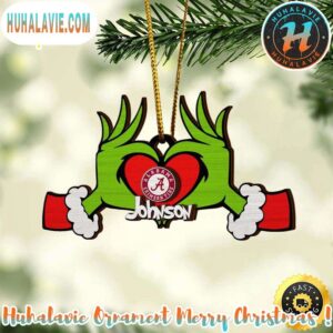 NCAA Alabama Crimson Tide And Grinch 2025 Christmas Ornament Custom Your Name