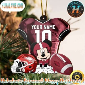 NCAA Arkansas Razorbacks Mickey Mouse Christmas Ornament Custom Your Name And Number