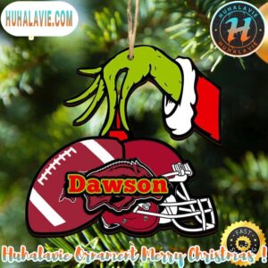 NCAA Arkansas Razorbacks Personalized Your Name Grinch And Football Ornament