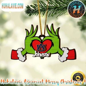 NCAA Auburn Tigers And Grinch Christmas Ornament Custom Your Name
