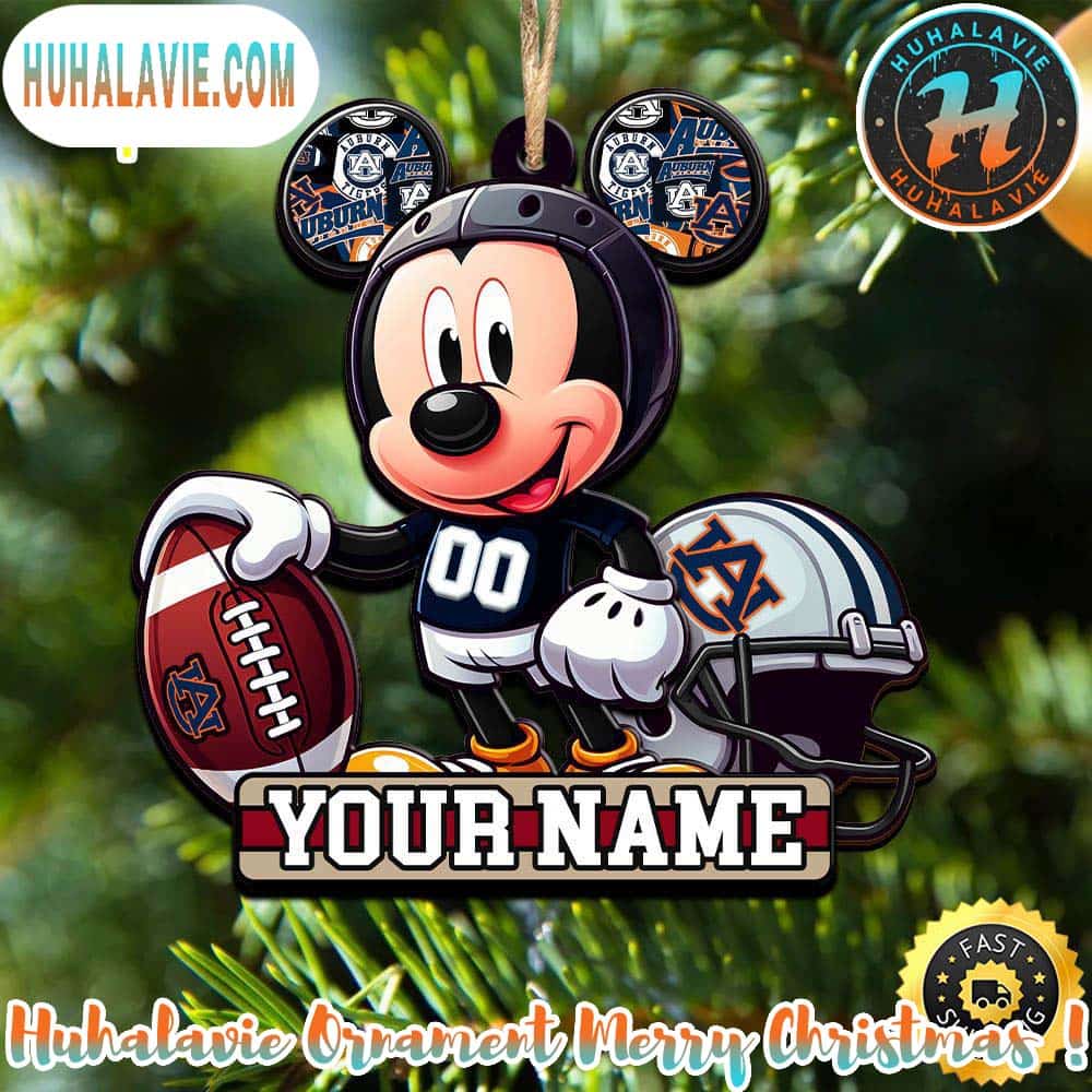 NCAA Auburn Tigers Mickey Mouse Ornament Personalized Your Name NCAA Auburn Tigers Mickey Mouse Ornament Personalized Your Name