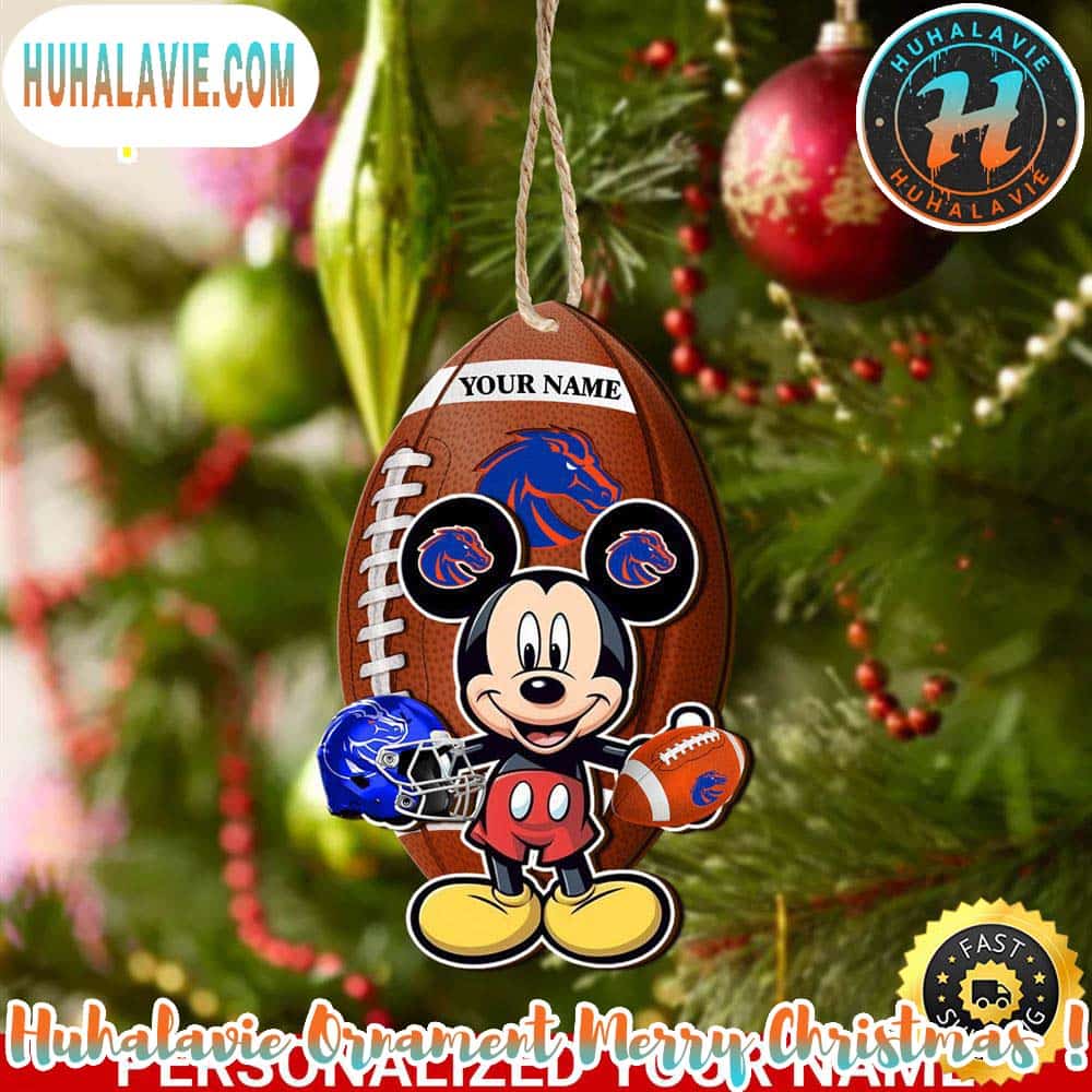 NCAA Boise State Broncos And Mickey Mouse 2025 Ornament Personalized Your Name NCAA Boise State Broncos And Mickey Mouse 2025 Ornament Personalized Your Name
