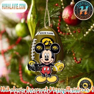 NCAA Iowa Hawkeyes And Mickey Mouse Ornament Personalized Your Name 2025
