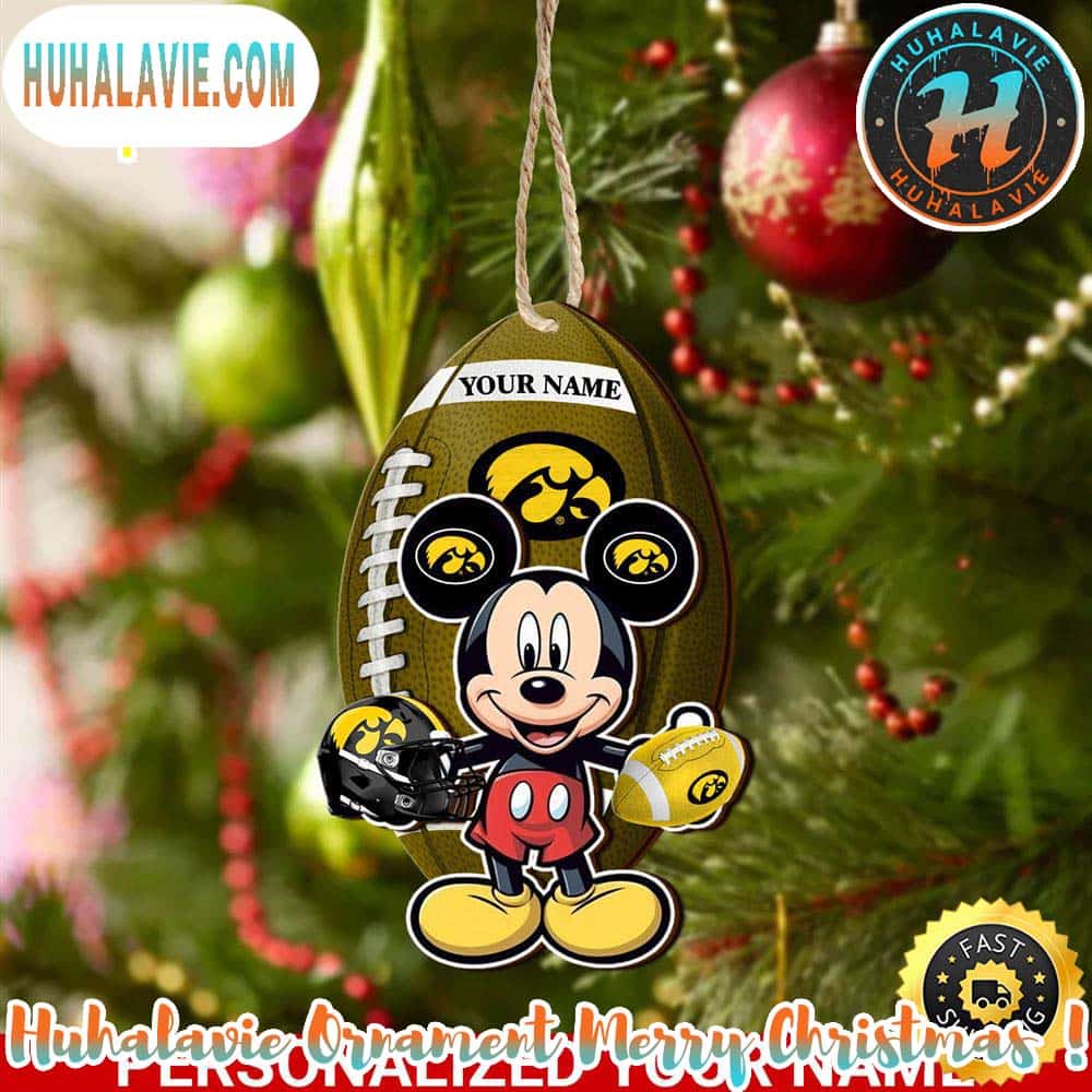 NCAA Iowa Hawkeyes And Mickey Mouse Ornament Personalized Your Name 2025 NCAA Iowa Hawkeyes And Mickey Mouse Ornament Personalized Your Name 2025