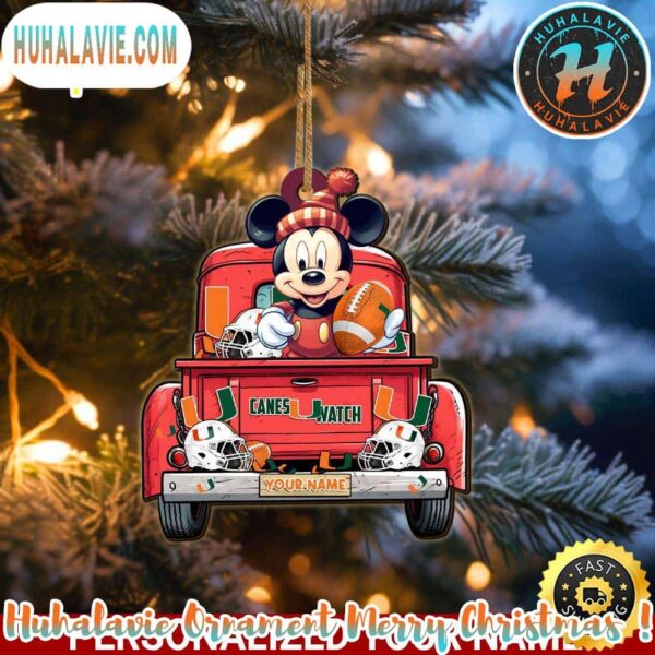 NCAA Miami Hurricanes Mickey Mouse Ornament Personalized Your Name Sport Home Decor