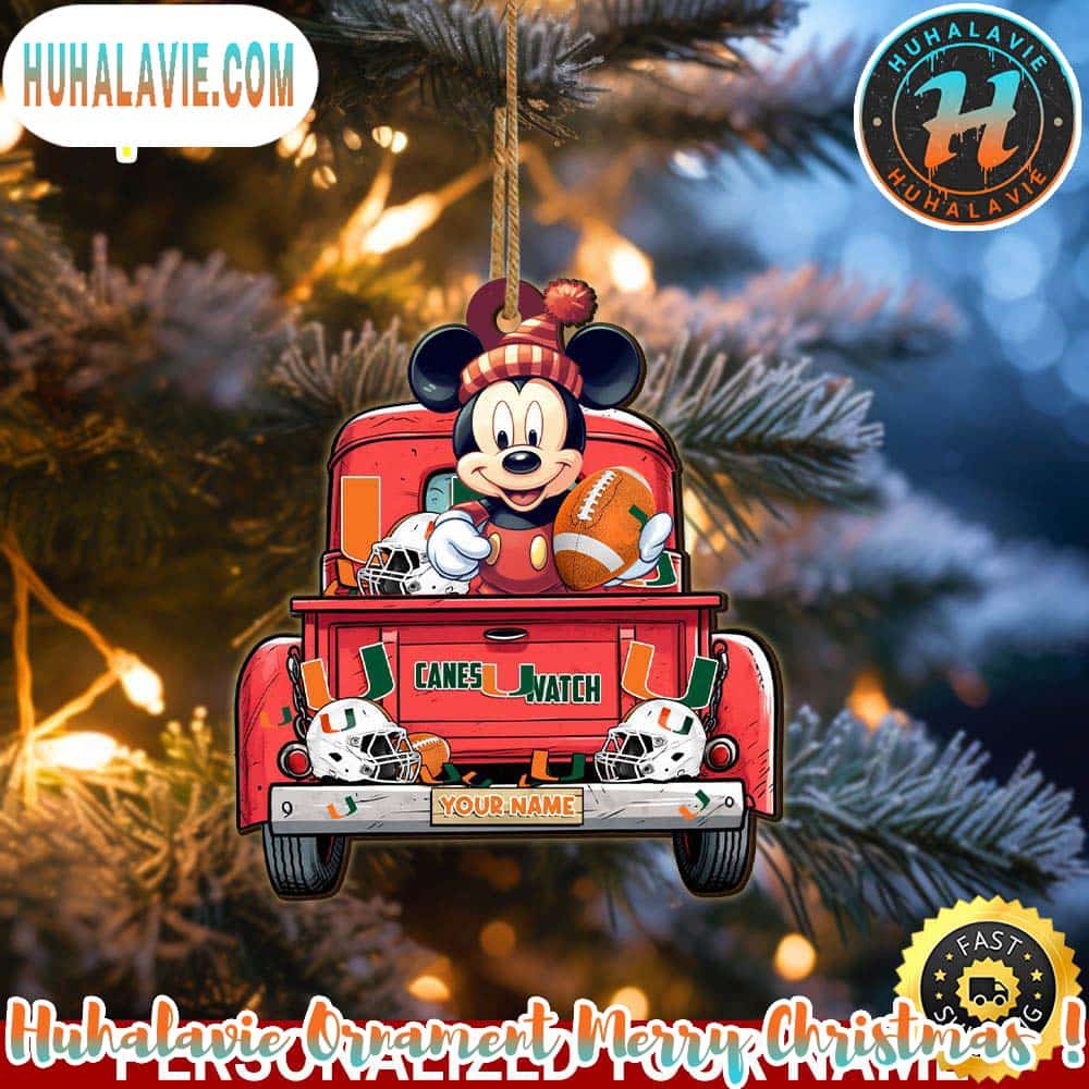 NCAA Miami Hurricanes Mickey Mouse Ornament Personalized Your Name Sport Home Decor NCAA Miami Hurricanes Mickey Mouse Ornament Personalized Your Name Sport Home Decor