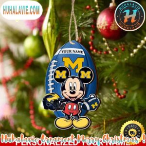 NCAA Michigan Wolverines x Mickey Mouse Ornament Personalized Your Name